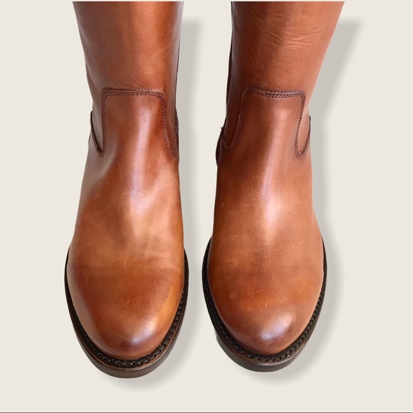 Frye Jayden Button Zip Up Cognac Brown Leather Equestrian Knee High Tall Boots - Picture 9 of 16